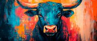Kleurrijke Stier - Kracht van kleuren Kleurenspel - Stier in beeld van Poster Art Shop thumbnail