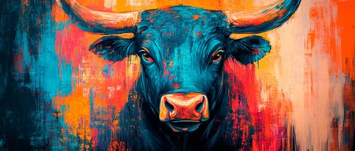 Kleurrijke Stier - Kracht van kleuren Kleurenspel - Stier in beeld