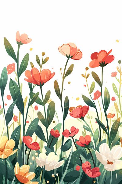 Colourful Flower Meadow with Butterfly by Imperial Art House