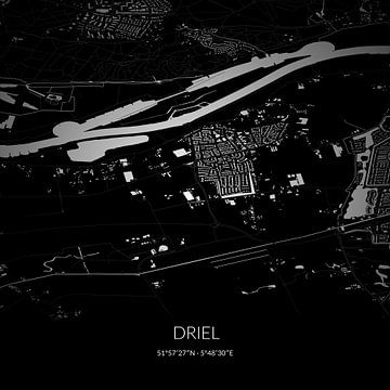 Black-and-white map of Driel, Gelderland. by Rezona