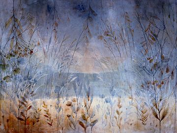 Skandinavische Winter Wiese Fantasy Abstraktion