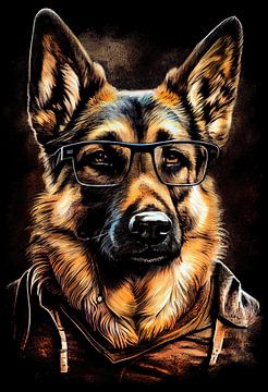 Hipster dog Rocky #dog von JBJart Justyna Jaszke