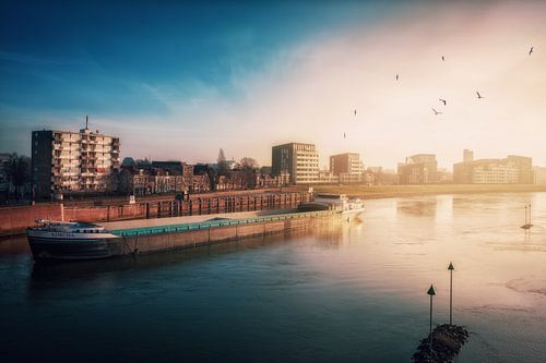 The river IJssel in Deventer in the early morning.