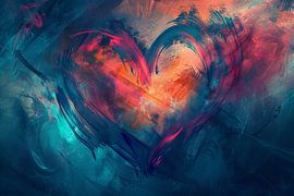 Red Heart on Blue by Art & Soul Creations