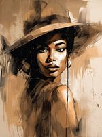 African woman - beige - abstract