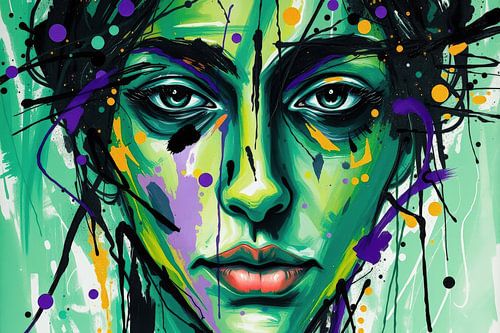 Portrait abstrait d'une femme expressive