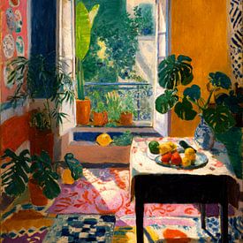Sunny room with open window and fruit still life by But First Framing