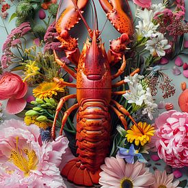 Lobster Luxe - Roter KREBS unter den BLUMEN von Marianne Ottemann - OTTI