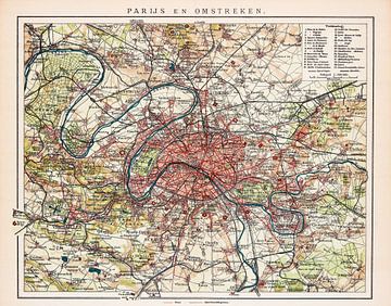 Vintage Karte Paris und Umgebung ca. 1900 von Studio Wunderkammer