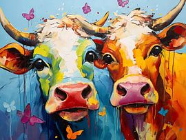 Fröhliche bunte Kühe von PixelPrestige