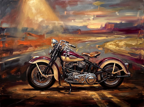 Eine Harley-Davidson Knucklehead am Ende der Welt