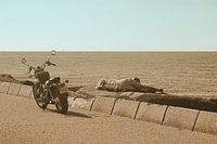 Motor meisje relaxen aan zee