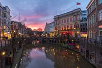 Sunset over the Oudegracht in Utrecht