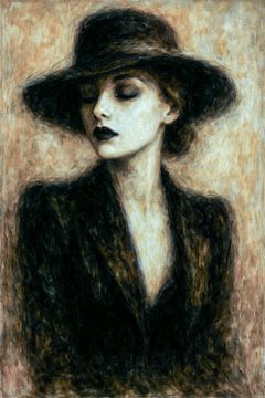 Mysterie in Sepia – Vogue Portret met Zwarte Hoed van Ainoeska