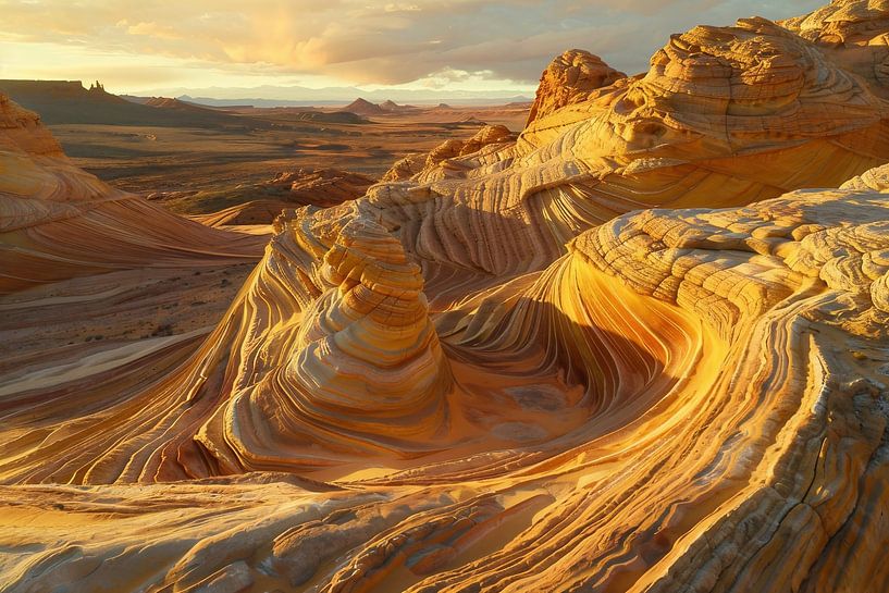 Gouden reflecties in het zand van fernlichtsicht