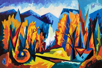 Kleurrijk abstract herfstlandschap van Art & Soul Creations