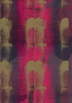 Neonrood, oker, donkerbruin en lila. Abstract patroon. van Dina Dankers