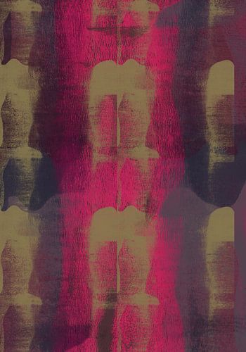 Neonrood, oker, donkerbruin en lila. Abstract patroon.