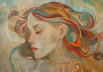 Vrouwen Schilderij | Ethereal Beauty Gaze van Blikvanger Schilderijen