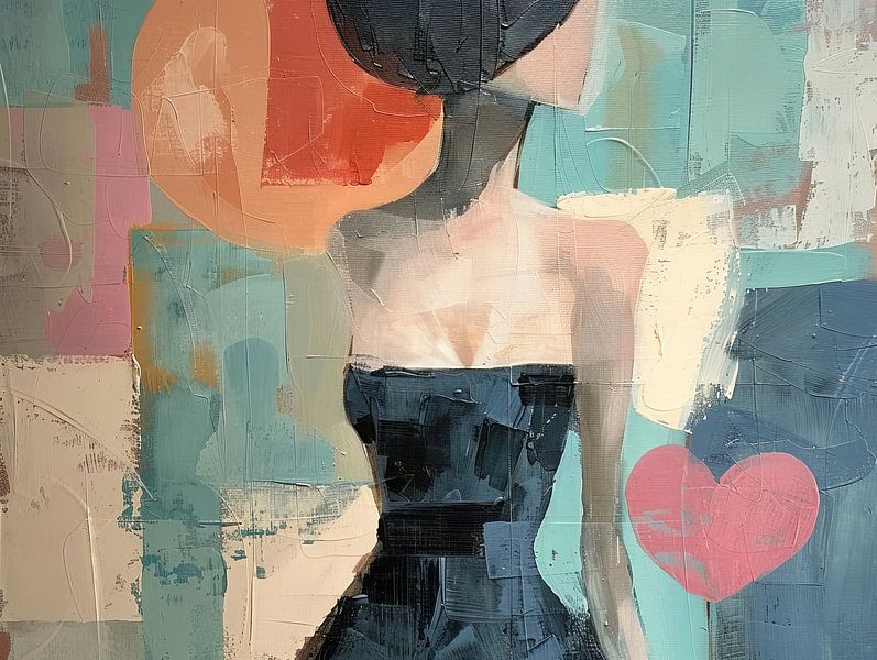 Abstrakte Frau in Schwarz und Farbe von Kunst Laune