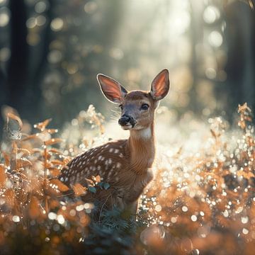 Hertenjong in de ochtendzon 2 van DNH Expressions