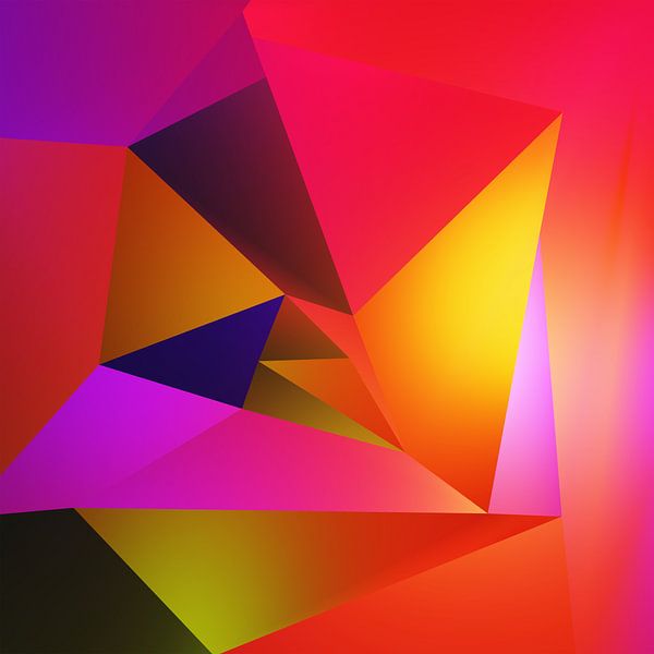 Abstracte kleurrijke dynamische compositie van Pat Bloom - Moderne 3D, abstracte kubistische en futurisme kunst