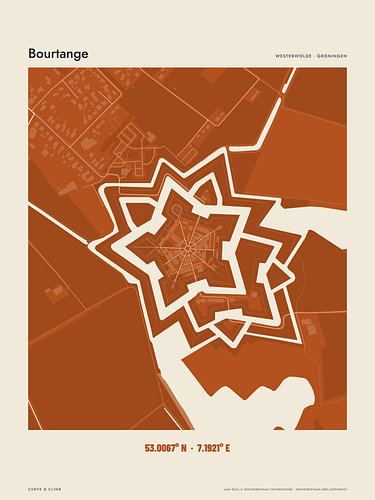 Bourtange map in burnt orange