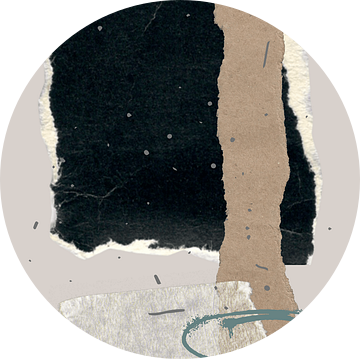 Minimalistische collage in zwart, groen en aardetinten