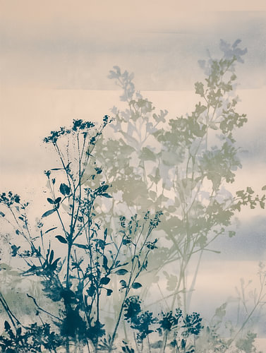 Wildblumen in einem Schleier aus Blau und Grün