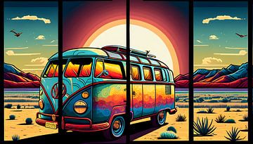 Volkswagen Transporter | Hippie Bus | Abstract Art sur AiArtLand