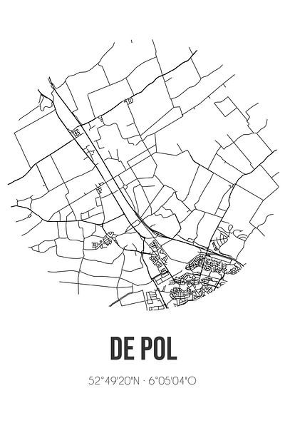 De Pol (Overijssel) | Map | Black and white by Prints of Place