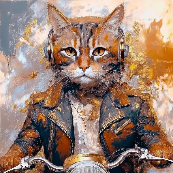 Katze auf Motorrad von Marjolein Deelen