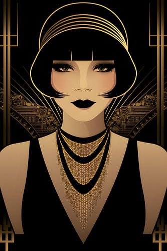 Art Deco bedel in zwart en goud #1