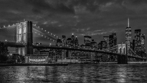 Skyline Manhattan in de avond ZwartWit