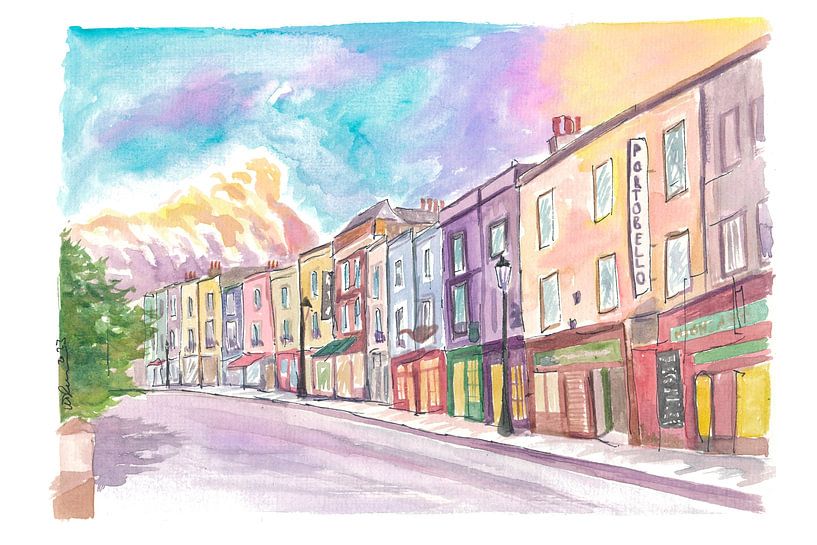 Bunte Portobello Road in Notting Hill London von Markus Bleichner