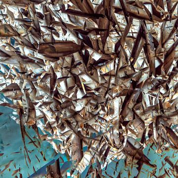 Vervlochten Vissen: Abstracte Waterdans - vierkant