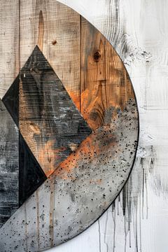 De halve kunst cirkel met beton en hout van Digitale Schilderijen