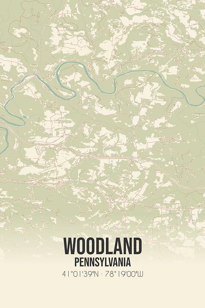 Vintage map of Woodland (Pennsylvania), USA. by Prints of Place