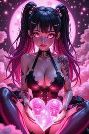 Anime Edition: VELYRIA – Sexy Anime Girl mit einem großen Herz | Kunst & Fine Art Prints von INFERAURUM