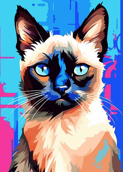 Katze Tier WPAP Pop Art Farbe Stil von Mason Scott