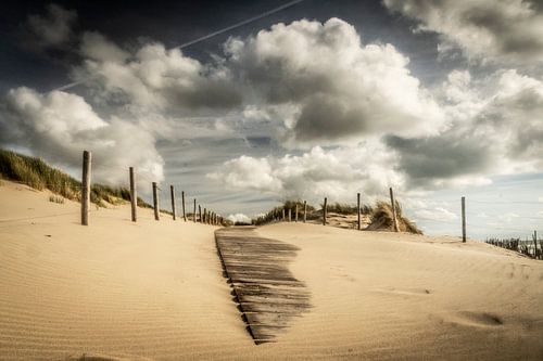 Entrée de la plage après une tempête de sable