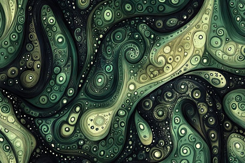 Dynamic Green Organic Art par Collection Moderne