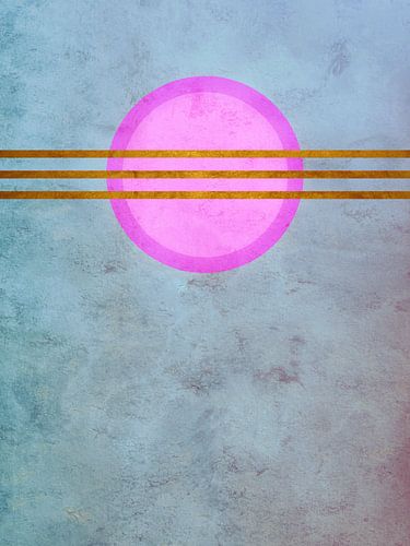 Abstract design met roze en goud – abstracte cirkel in roze, blauw en goud