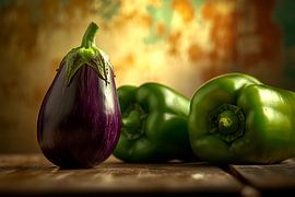 Aubergine und grüne Paprika Natur von Poster Art Shop