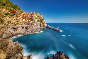 Village de montagne de Manarola dans les Cinque Terre en Italie. sur Voss Fine Art Fotografie