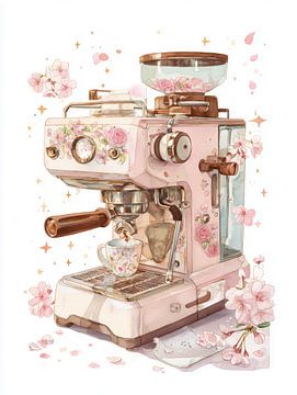 Cheerful retro espresso machine