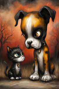 Hund - Katze - Cartoon