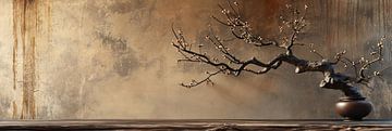 Abstract Japanese branch in a panoramic still life by Digitale Schilderijen