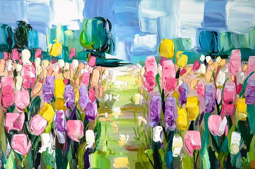 Kleurrijk veld met bloemen