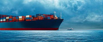 Panorama of a Container Ship Illustration by Animaflora PicsStock